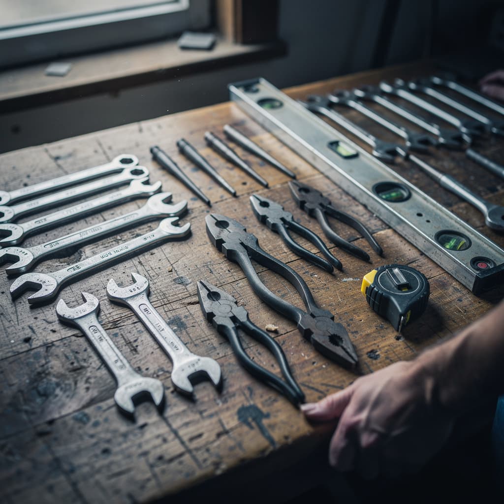 Tools on a workbench